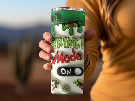 Grinch Mode On Christmas Tumbler Cup for Holiday Fun