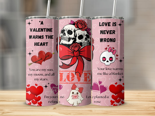 Valentine's Day Themed Tumblers with Love Messages