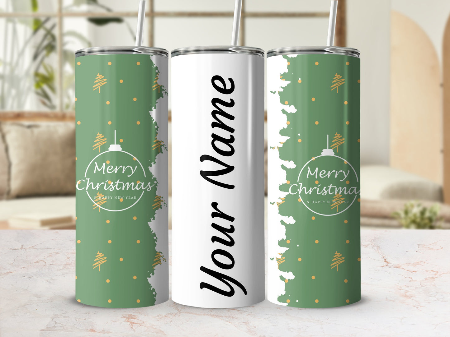 Merry Christmas Personalized Tumbler with Your Name
