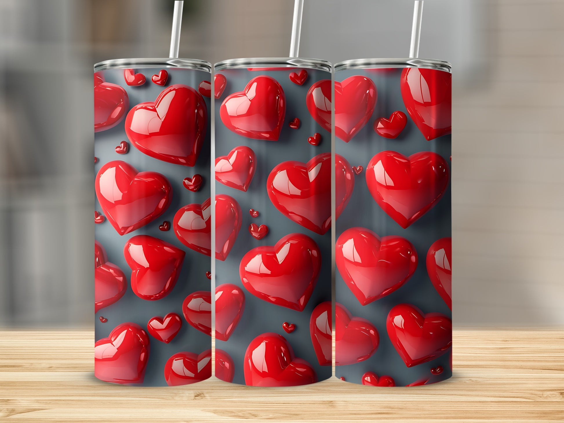 Shiny Red Hearts Dark Grey Background Pattern product type