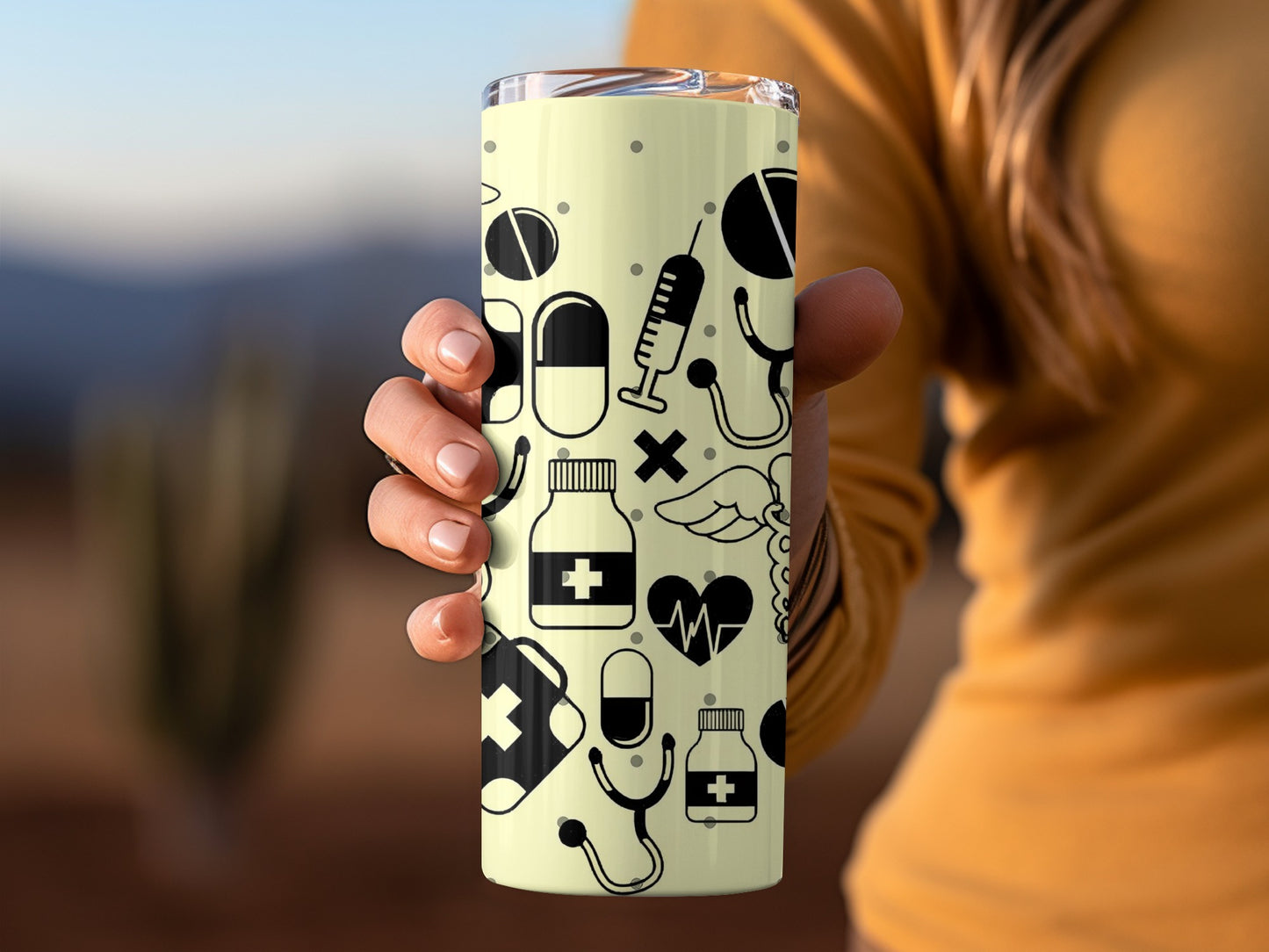 Medical Symbols Design Stainless Steel Tumbler