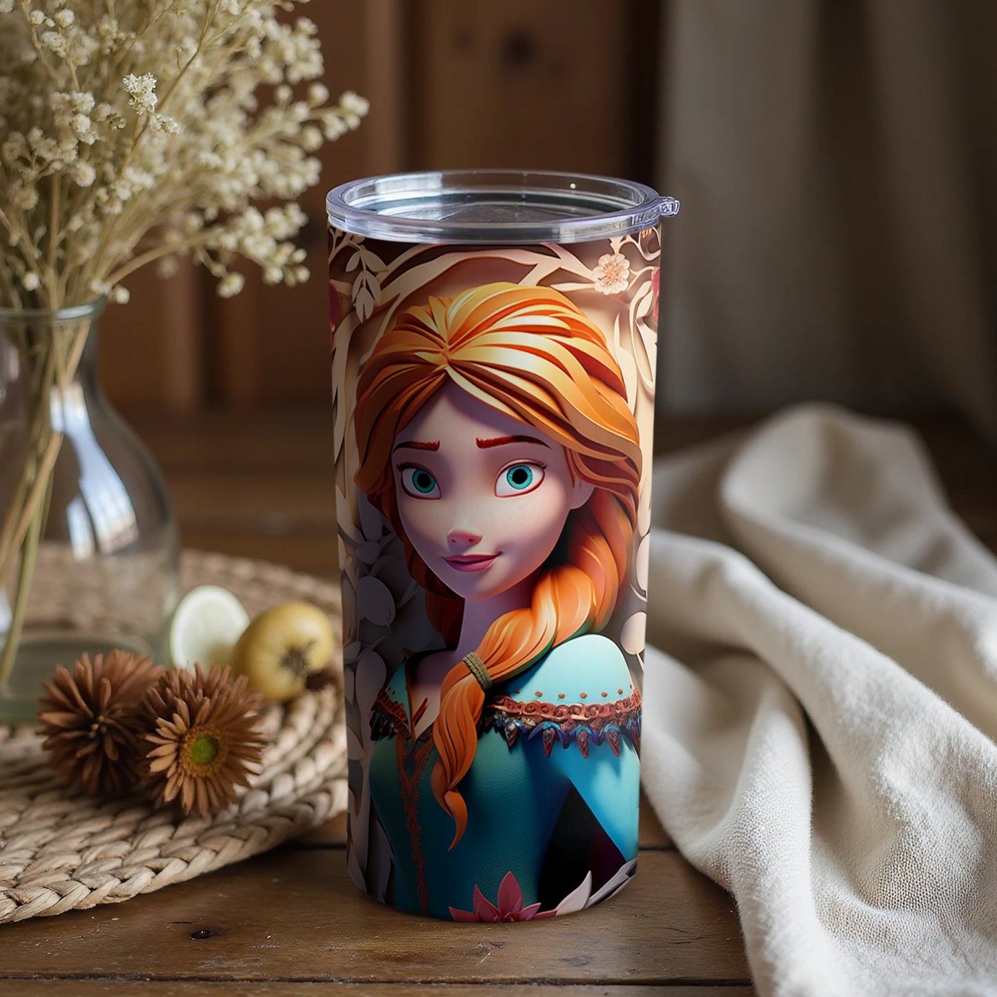 Insulated Frozen Themed Tumbler with Princess Design