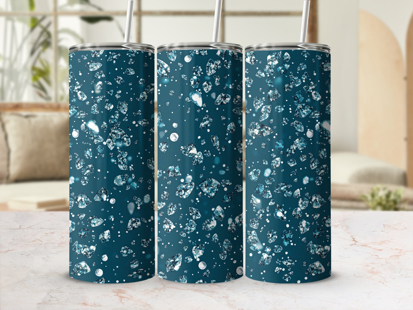 Diamonds in Motion Design Cool Dark Aqua Background Tumblers