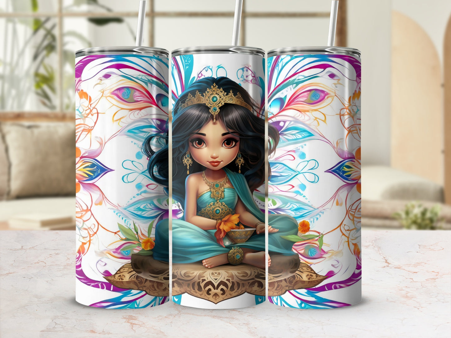 Enchanting Girl Fantasy Art Tumbler Cup with Straw
