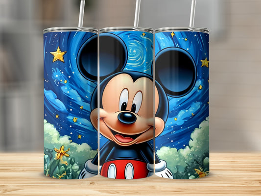 Starry Night Cartoon Magic Tumbler With Mouse Design