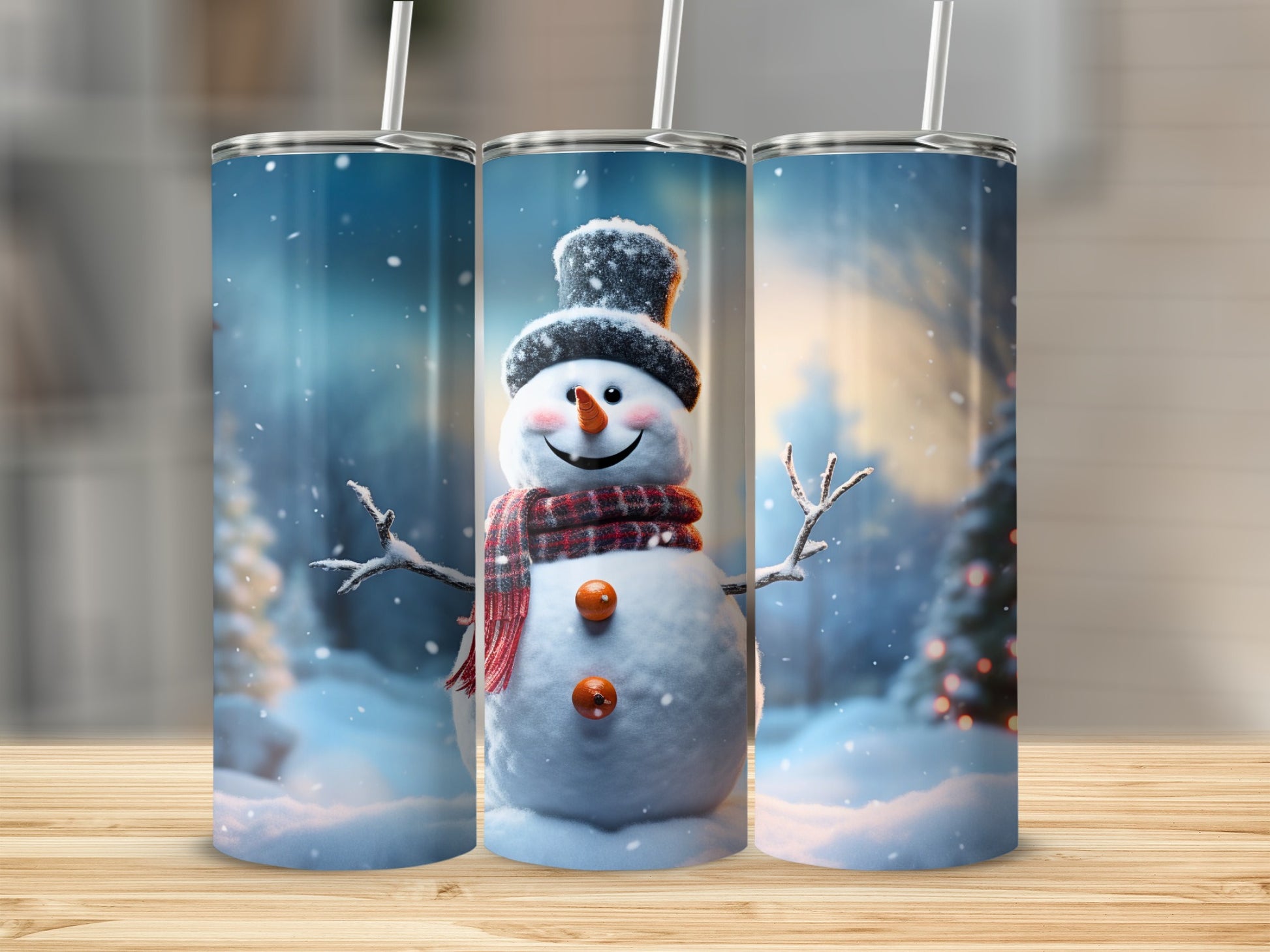 Festive Snowman Winter Scene Insulated Tumbler