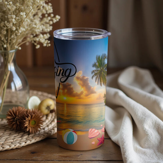 Beautiful Sunset Beach Scene Insulated Tumbler Cup