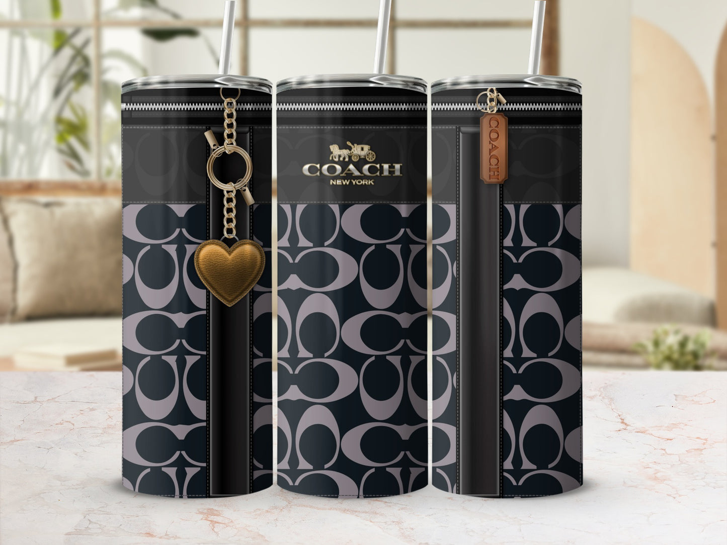 Luxurious Coach New York Patterned Drink Tumblers