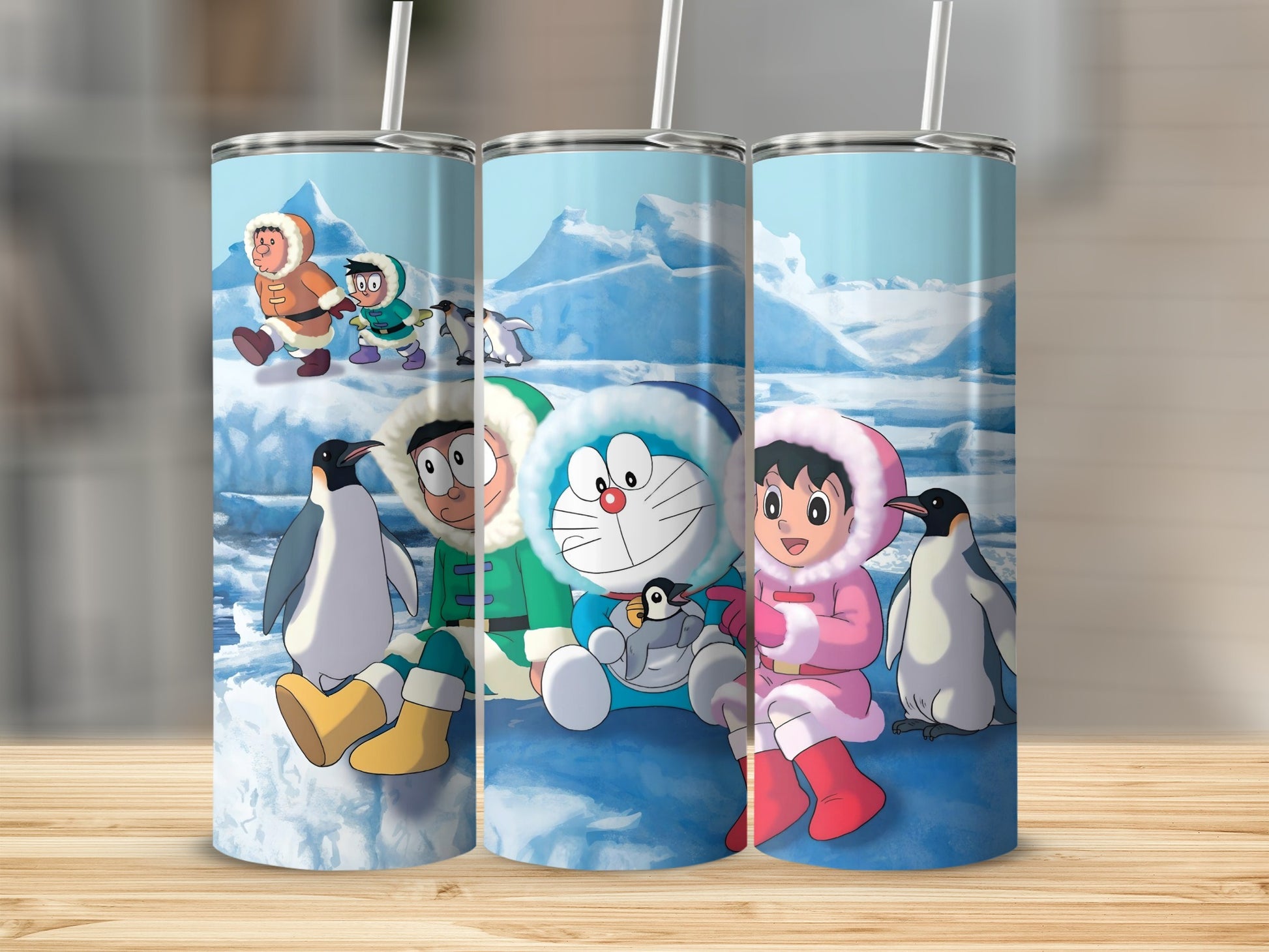 Winter Wonderland Cartoon Insulated Tumblers for Kids
