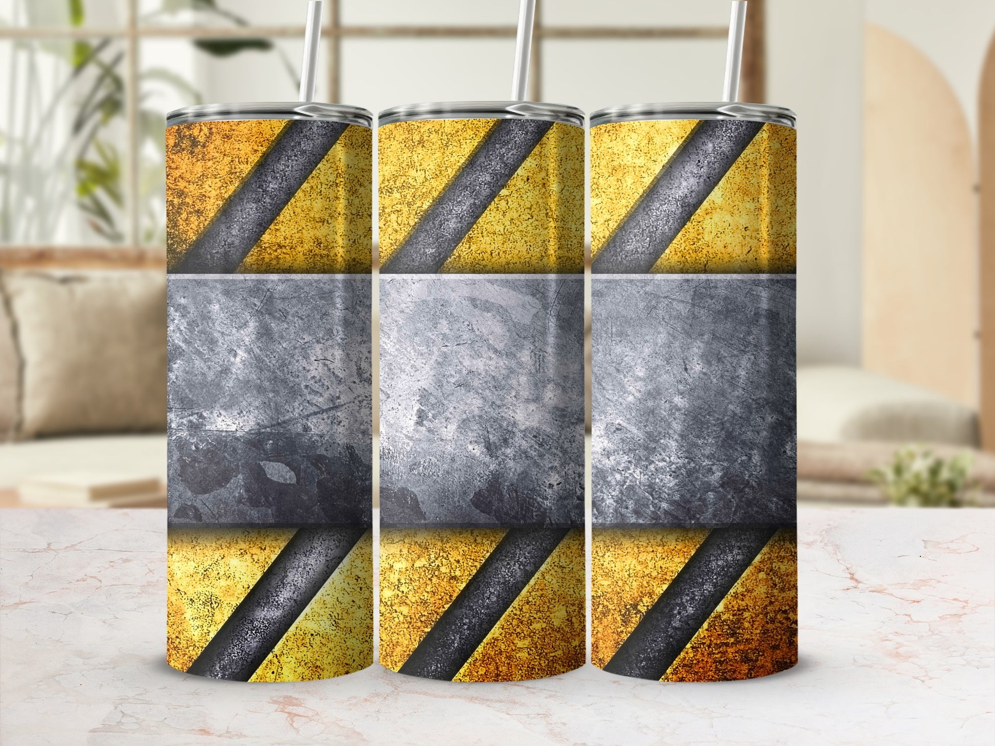 Yellow Black Stripe Gray Textured Block Panel Design product type