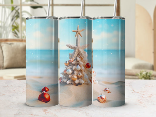 Christmas Beach Vibes Starfish Ornament Tumbler