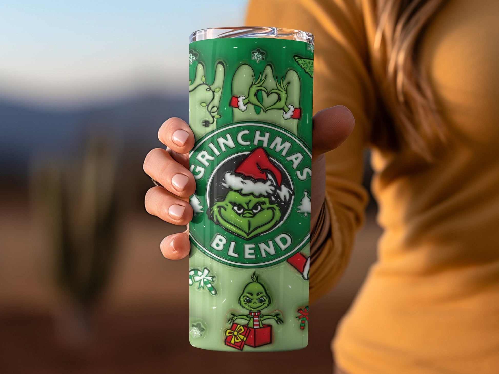 Grinchmas Blend Tumbler with Holiday Theme Design