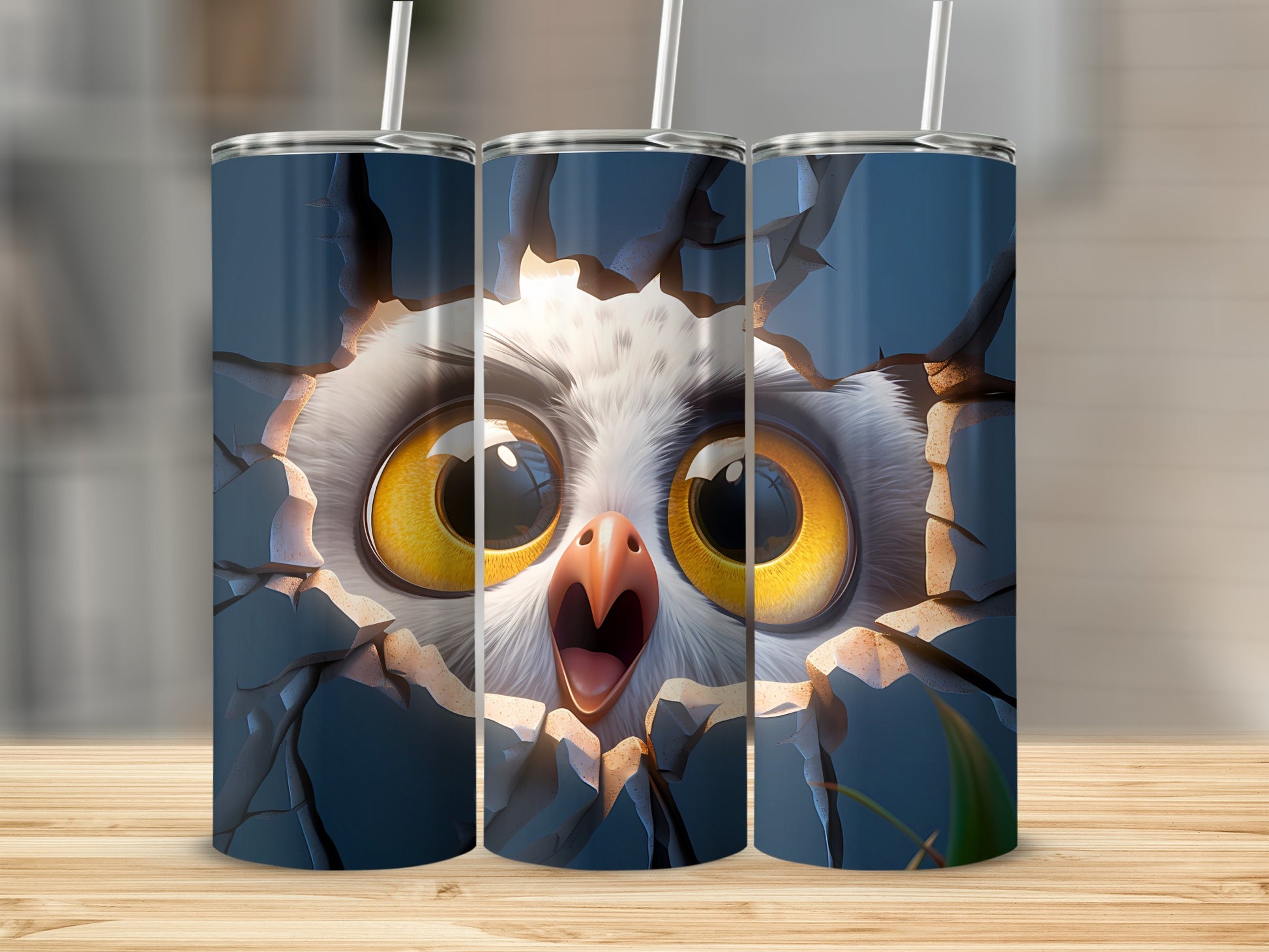 Surprised Owl Big Eyes Cracked Wall product type