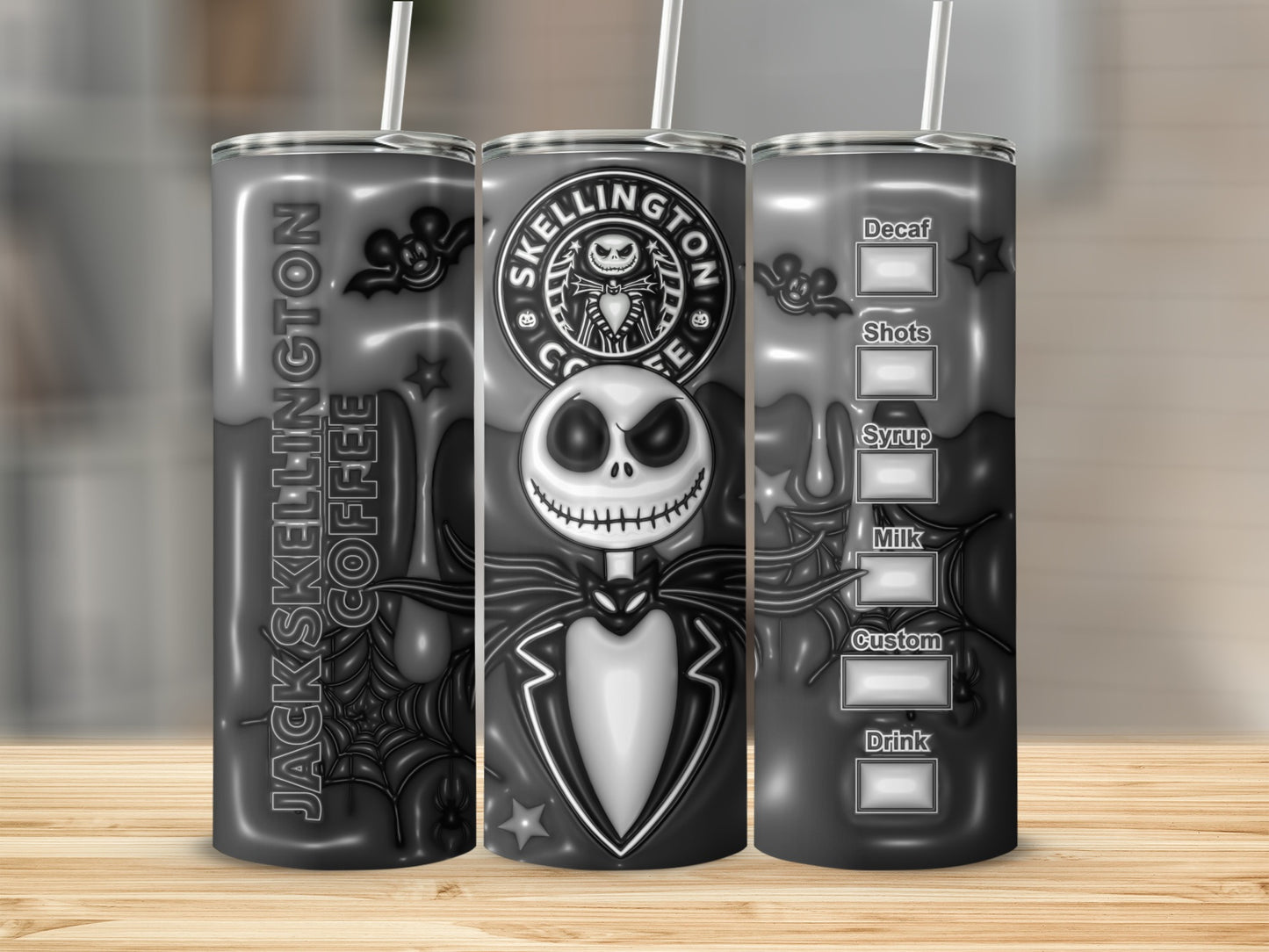 Jack Skellington Coffee Theme Tumbler with Straw