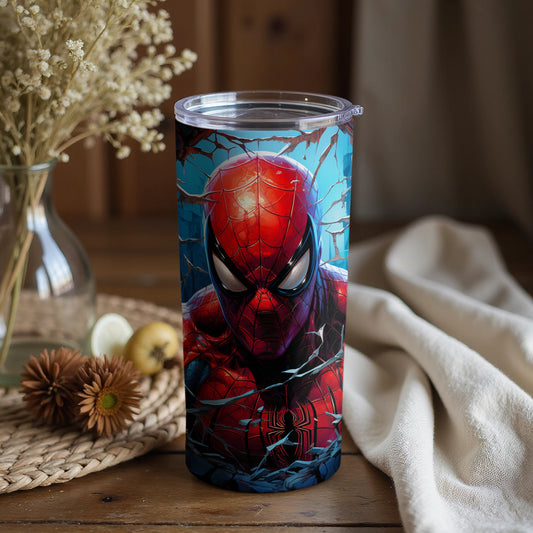 Spider-Man Tumbler with Detailed Artwork and Lid