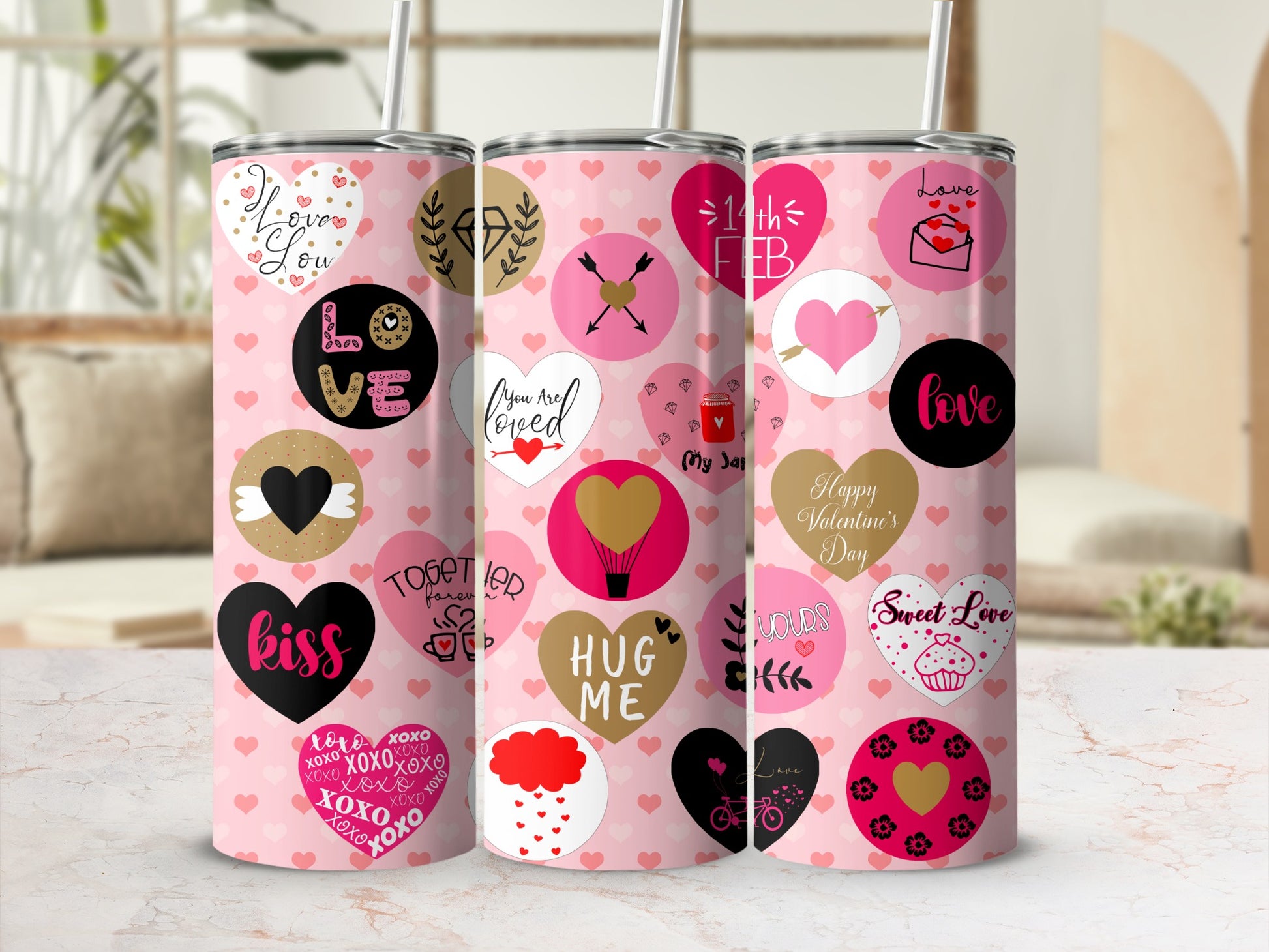 Valentine Hearts Love Pink Sweet Day Tumbler Product Type