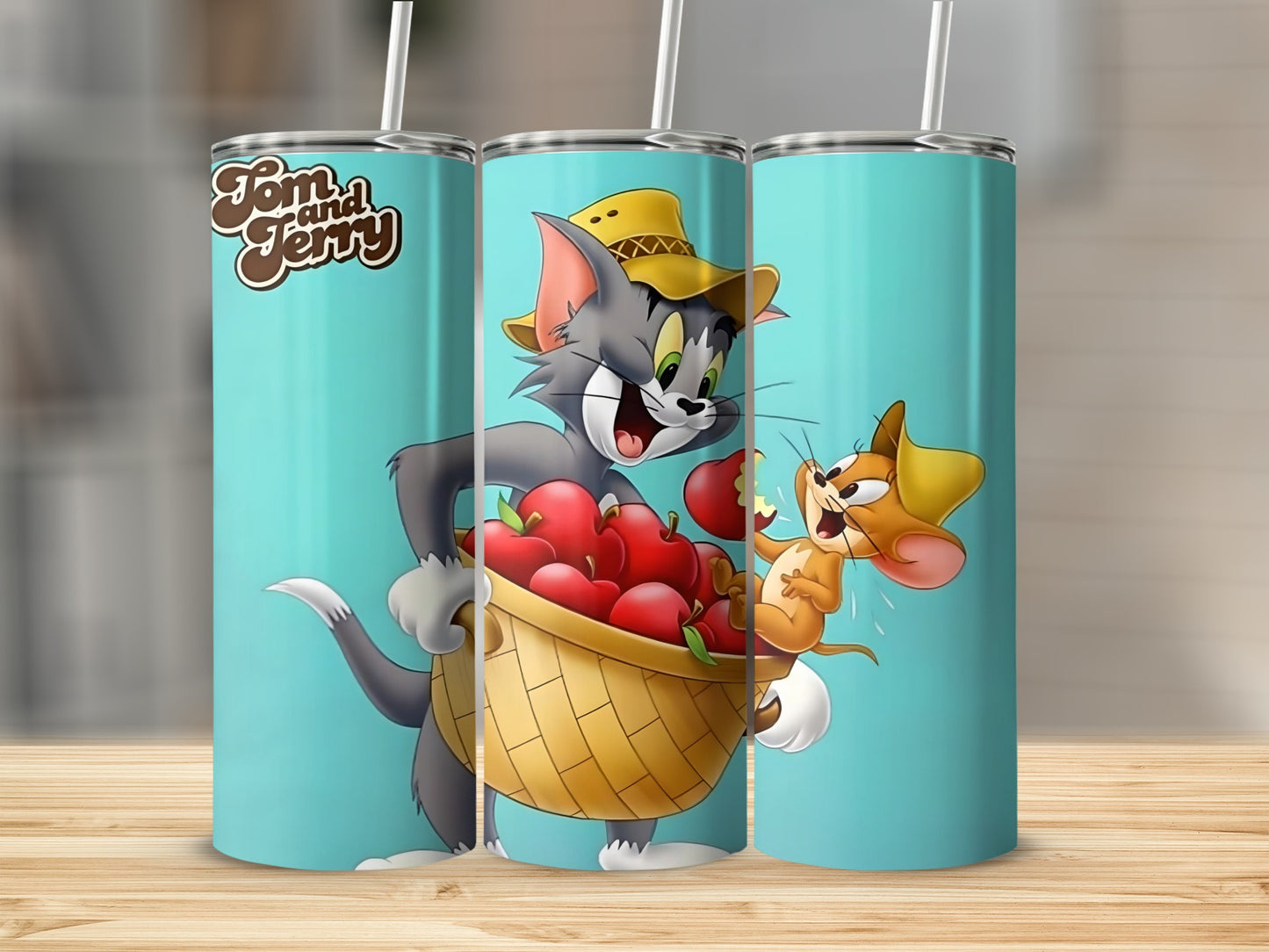 Tom and Jerry with Basket of Apples Tumbler