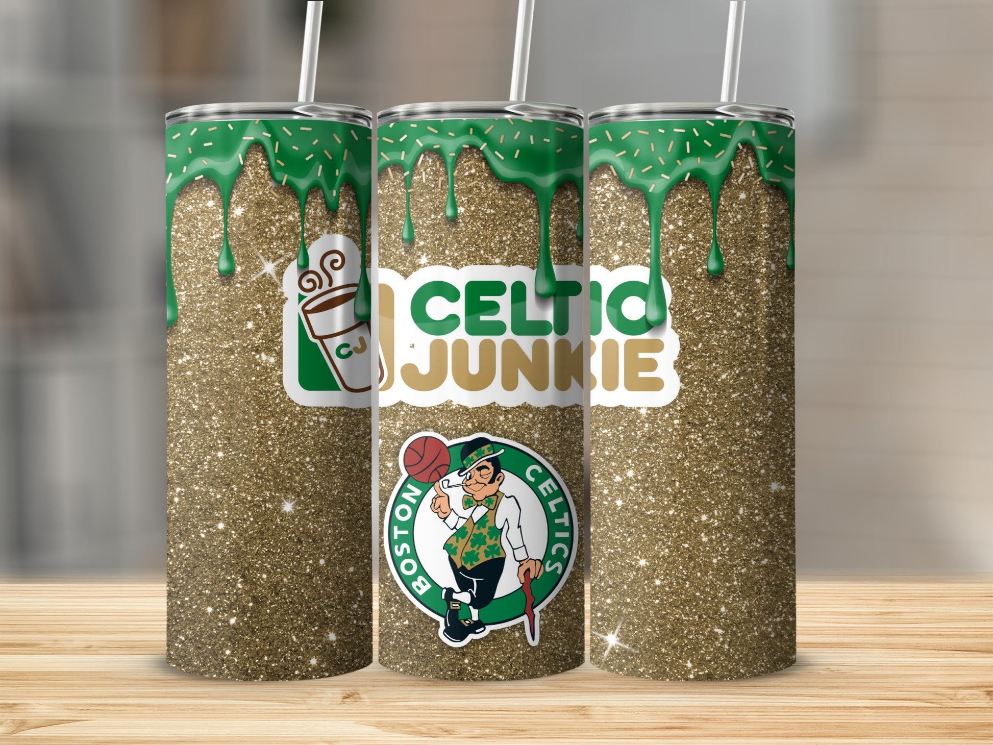 Celtic Junkie Boston Celtics Glitter Tumbler