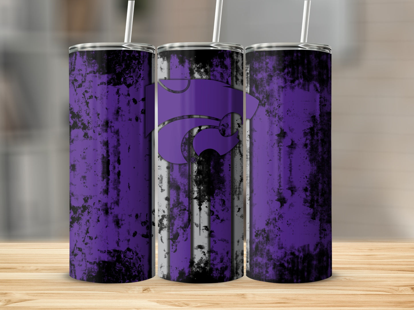 Purple and Black Distressed Design Tumbler Cup