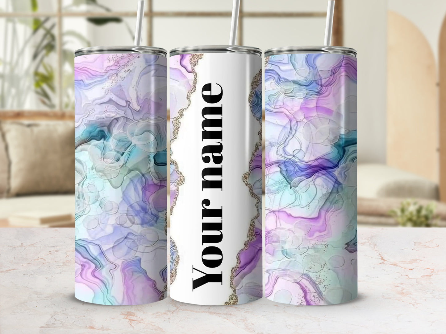 Personalized Colorful Abstract Tumbler with Your Name