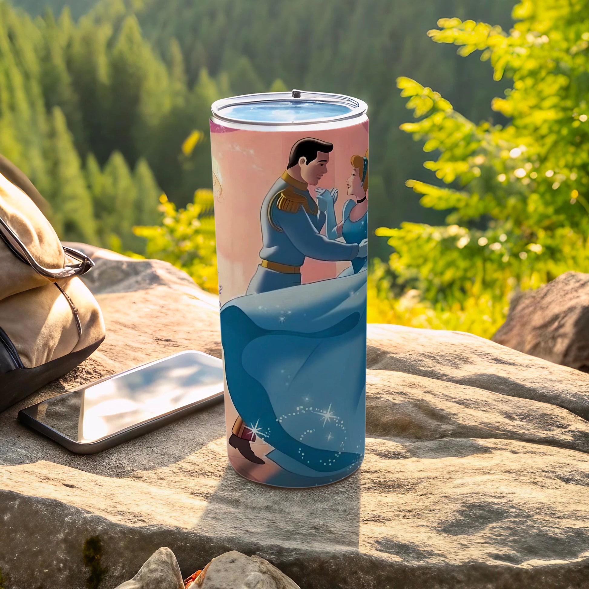 Enchanting Cinderella and Prince Travel Tumbler Cup