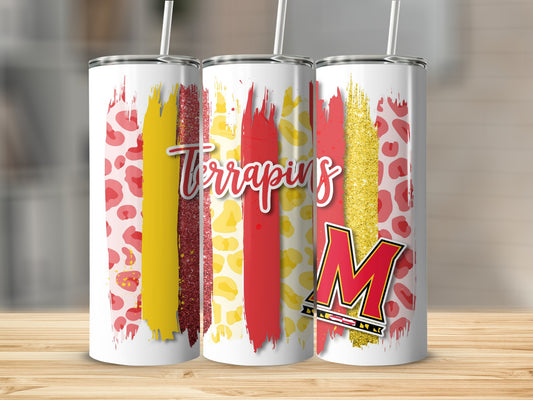 Terrapins With Letter M and Colorful Brush Strokes Tumblers