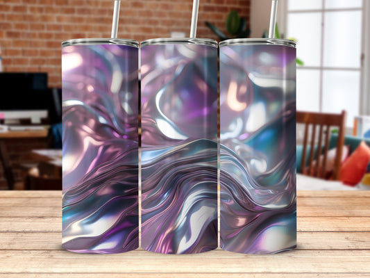 Shimmering Iridescent Wavy Abstract Fluid Gradient Tumbler product type