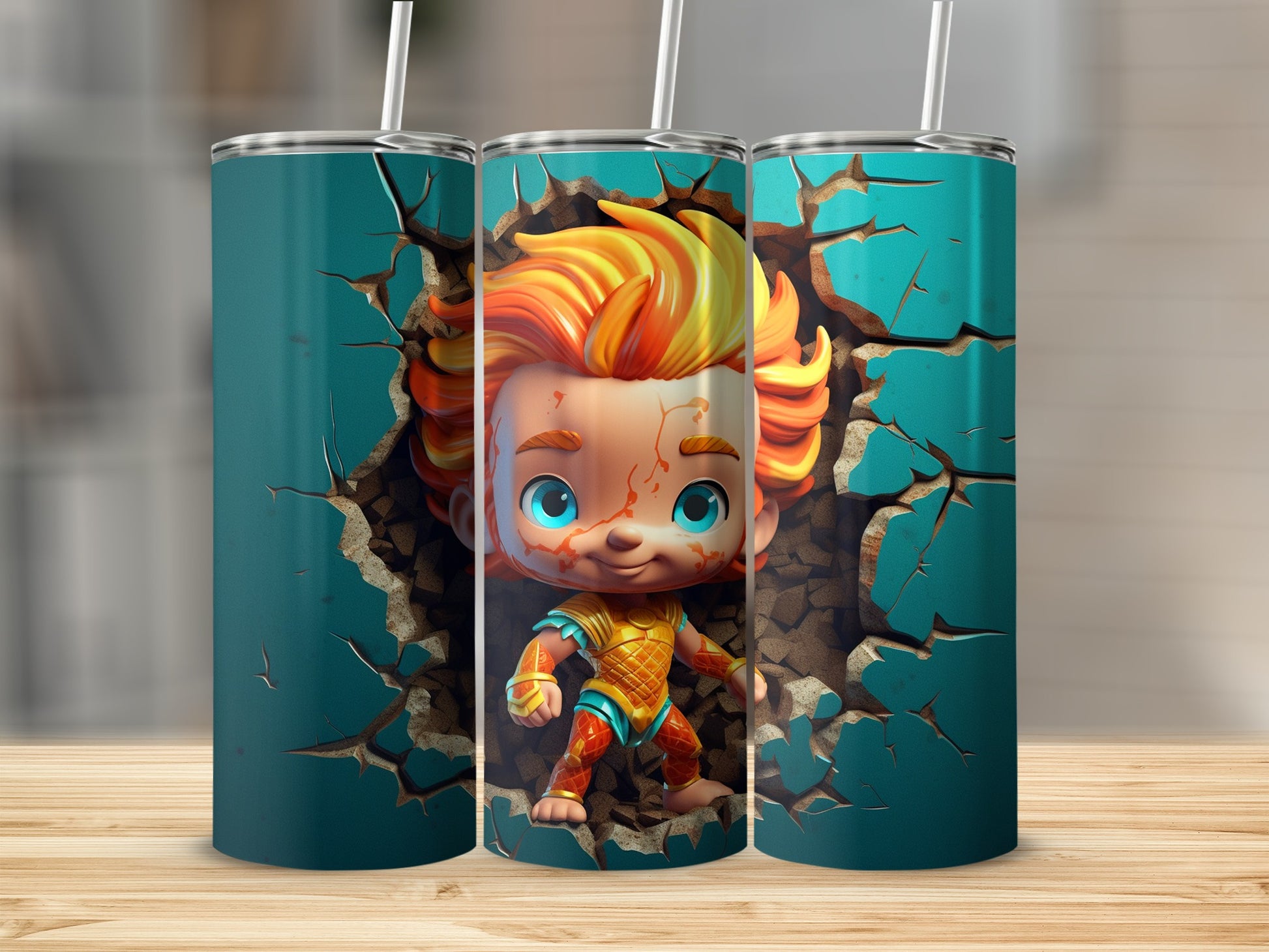 Cartoon Character Tumbler With Vivid Design