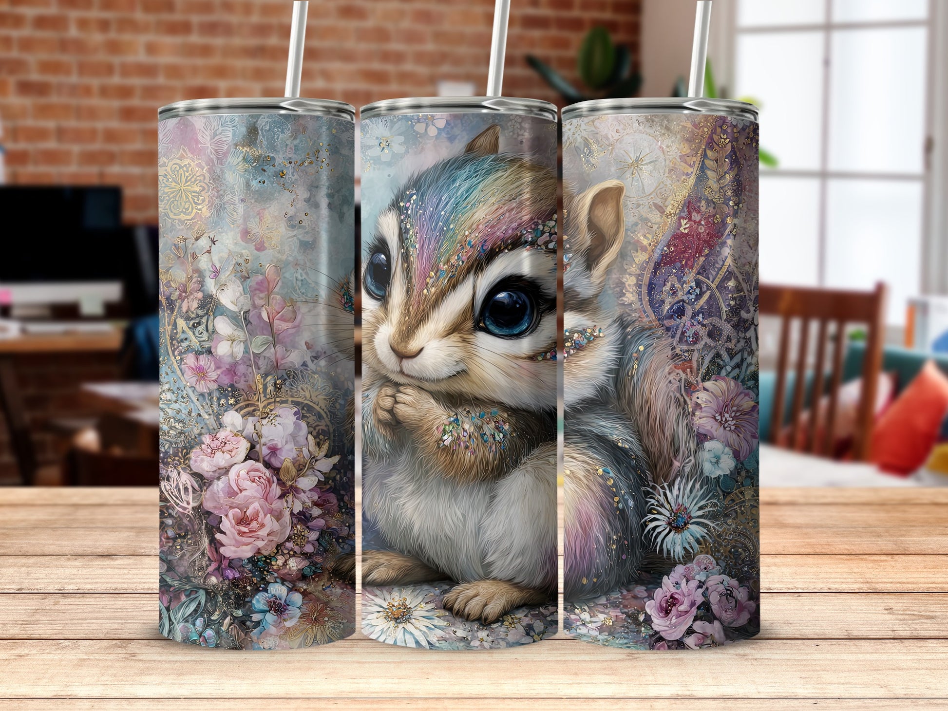 Magical Floral Fairy Tale Squirrel Tumbler