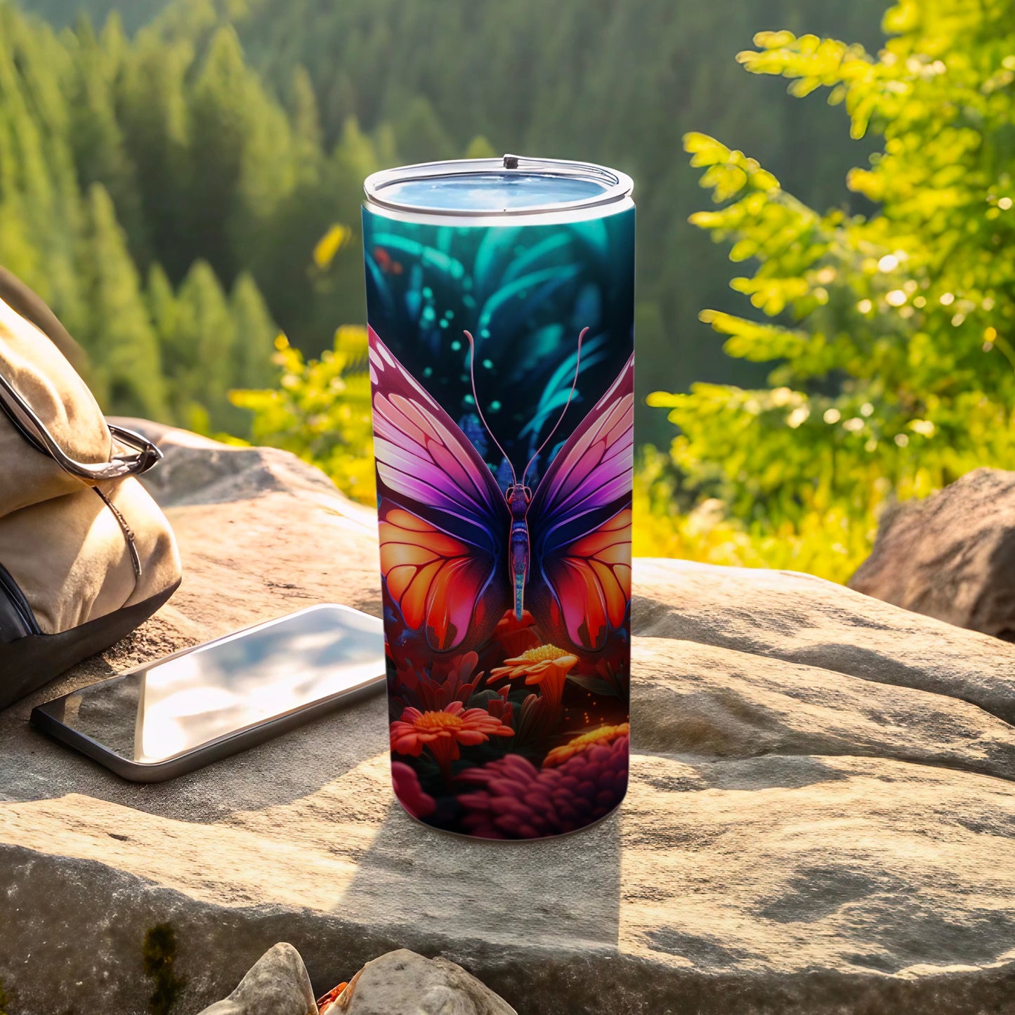 Vibrant Butterfly Art Design Scenic Outdoor Tumbler product type
butterfly tumbler
colorful butterfly
butterfly art
nature inspired
vibrant design
purple butterfly
orange butterfly
pink butterfly
blue butterfly
tumbler cup
travel mug
insulated tumbler
drinkware
outdoor gear
forest background
mountain view
unique gift
graphic print
stylish tumbler
adventure ready