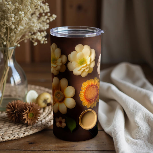 Floral Print Insulated Tumbler with Lid for Travel
