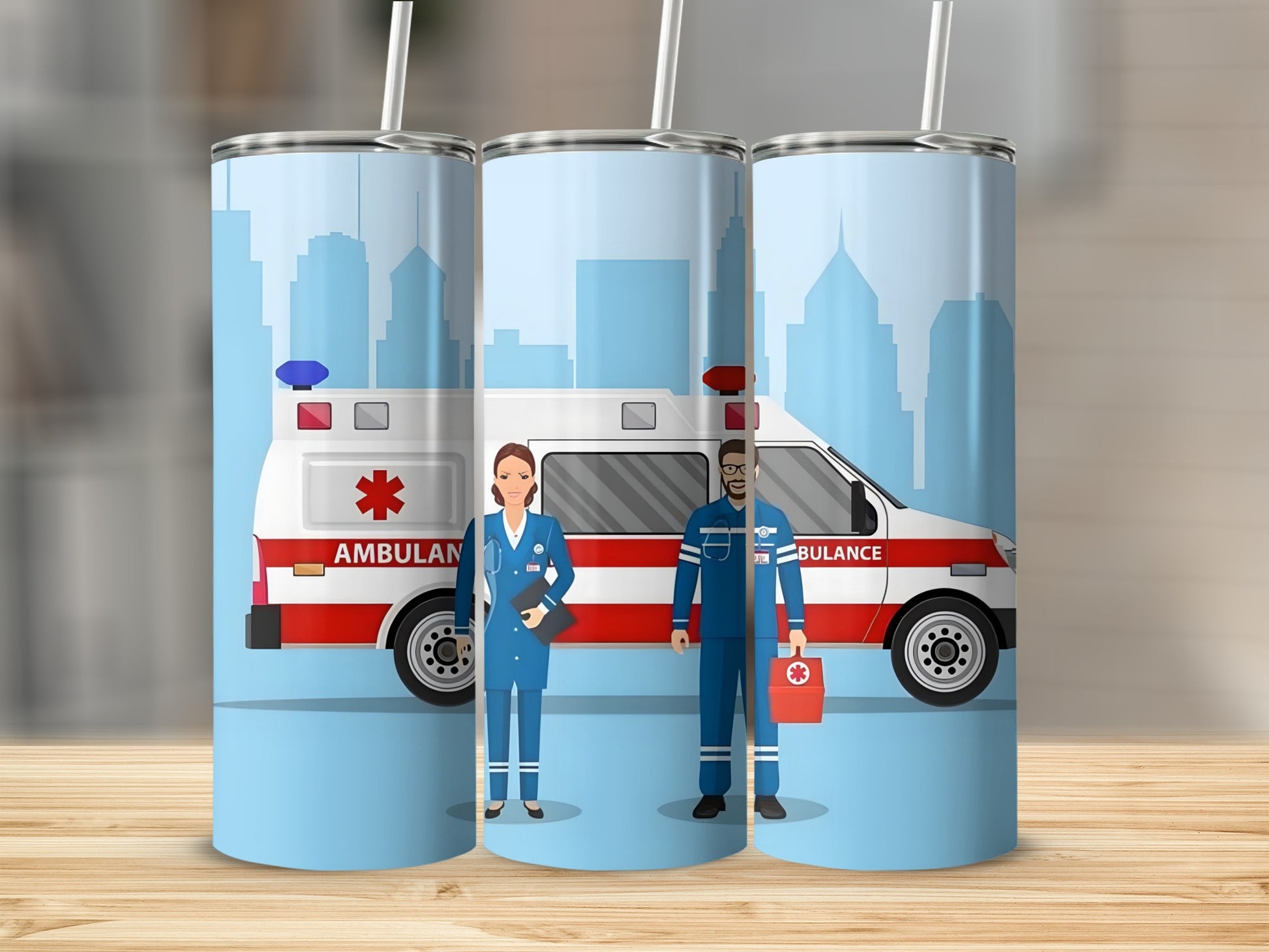 Ambulance Theme Insulated Stainless Steel Tumbler