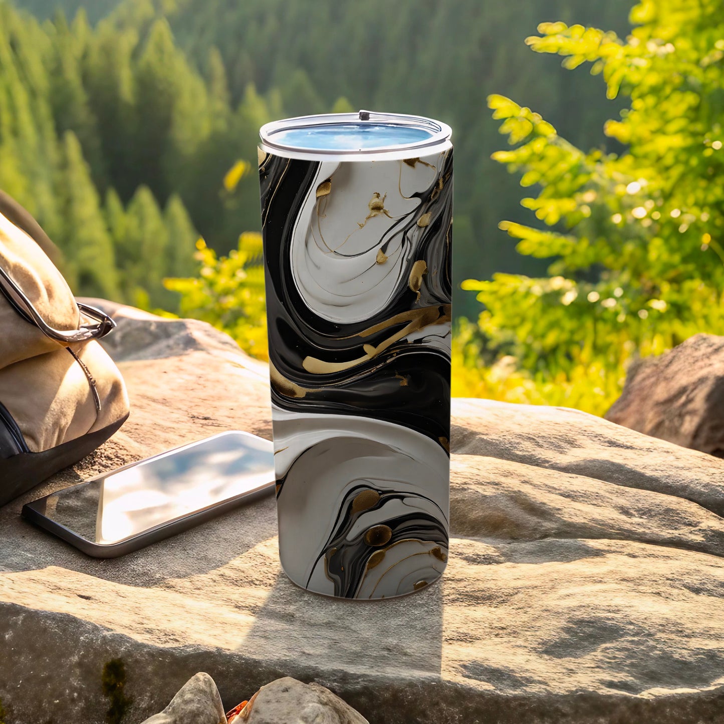 Black White Gold Abstract Swirl Design Tumbler product type