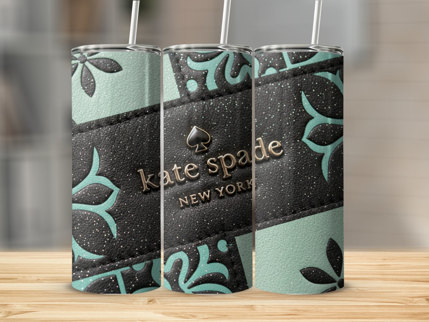 Kate Spade Inspired New York Flowers Embossed Pattern Tumblers