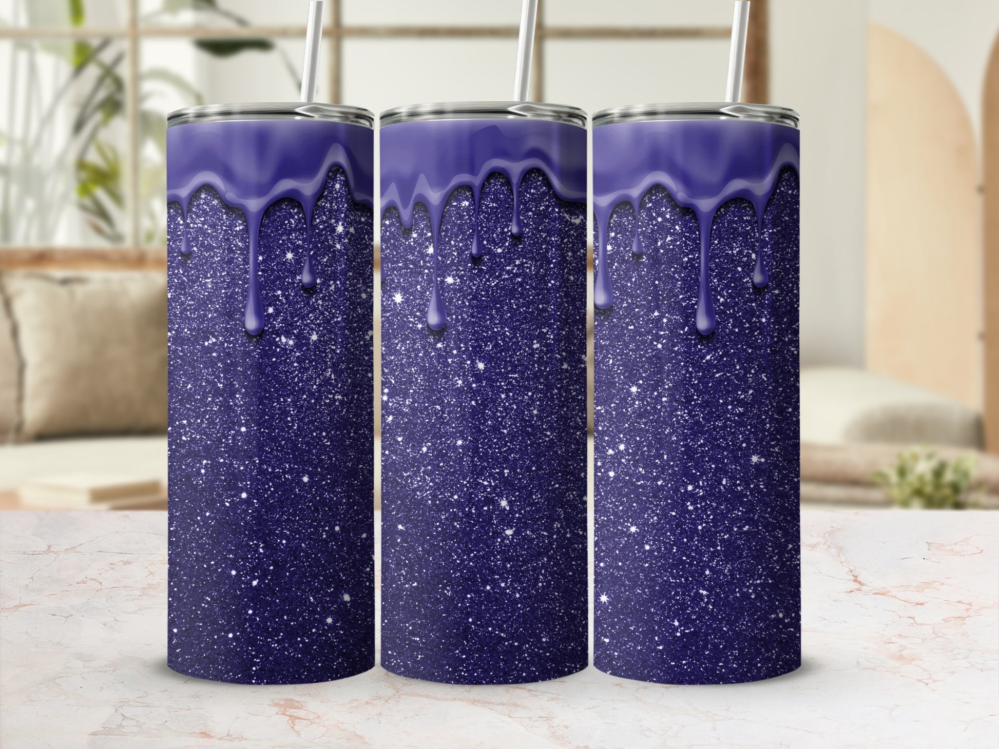 Sparkling Purple Glitter Tumbler Adds a Touch of Elegance