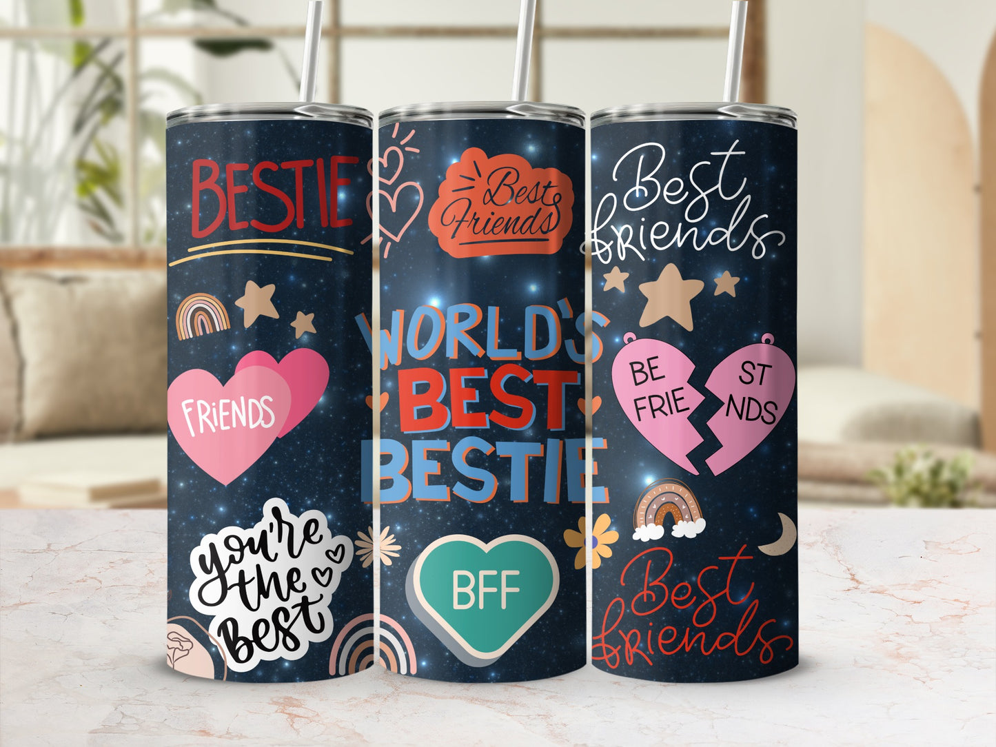 World's Best Bestie Best Friends Tumbler Cup Set