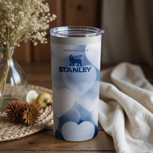 Light Blue Hearts I Identify as a Stanley Tumbler
