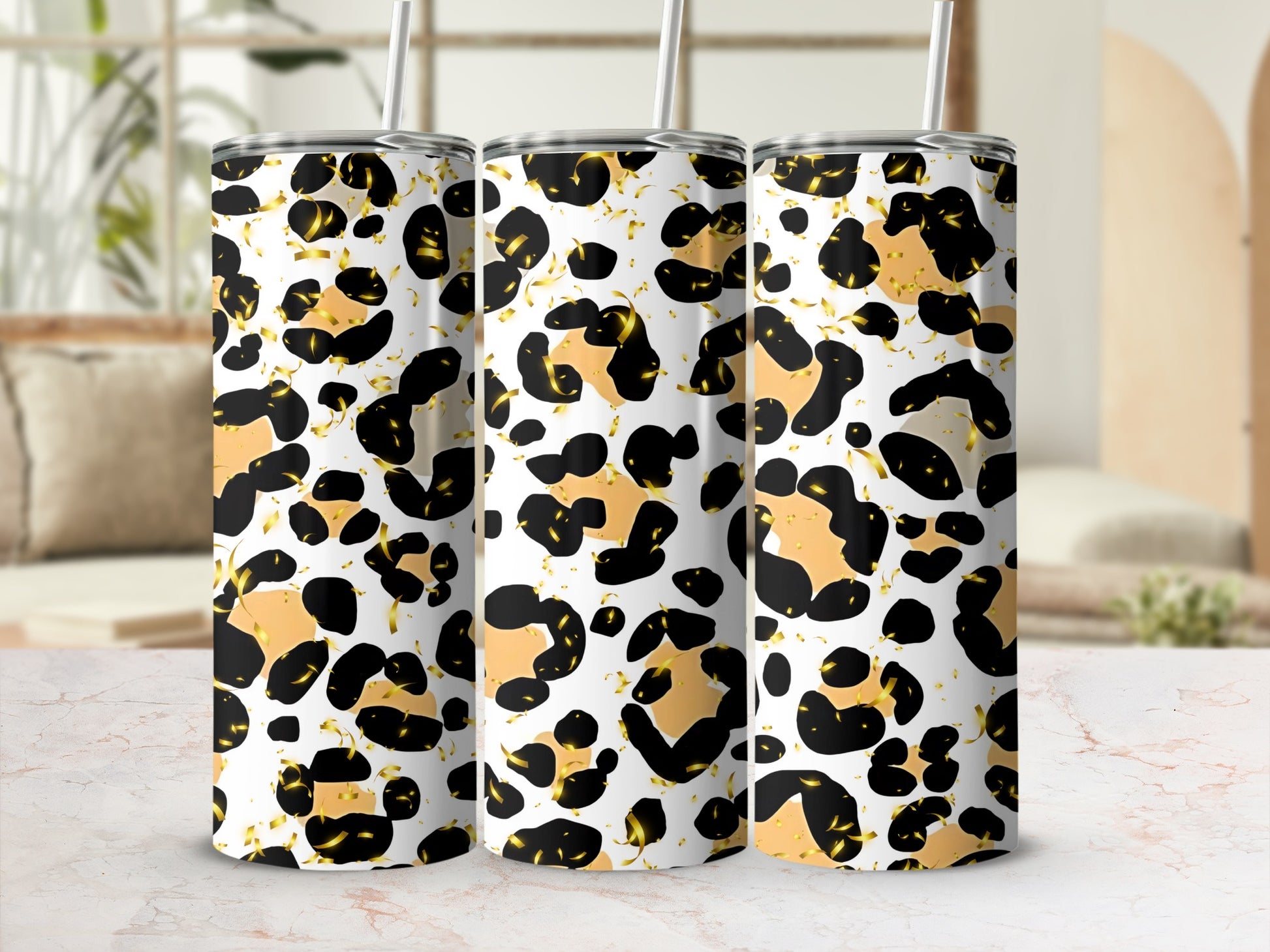 Stylish Leopard Print Stainless Steel Tumbler
