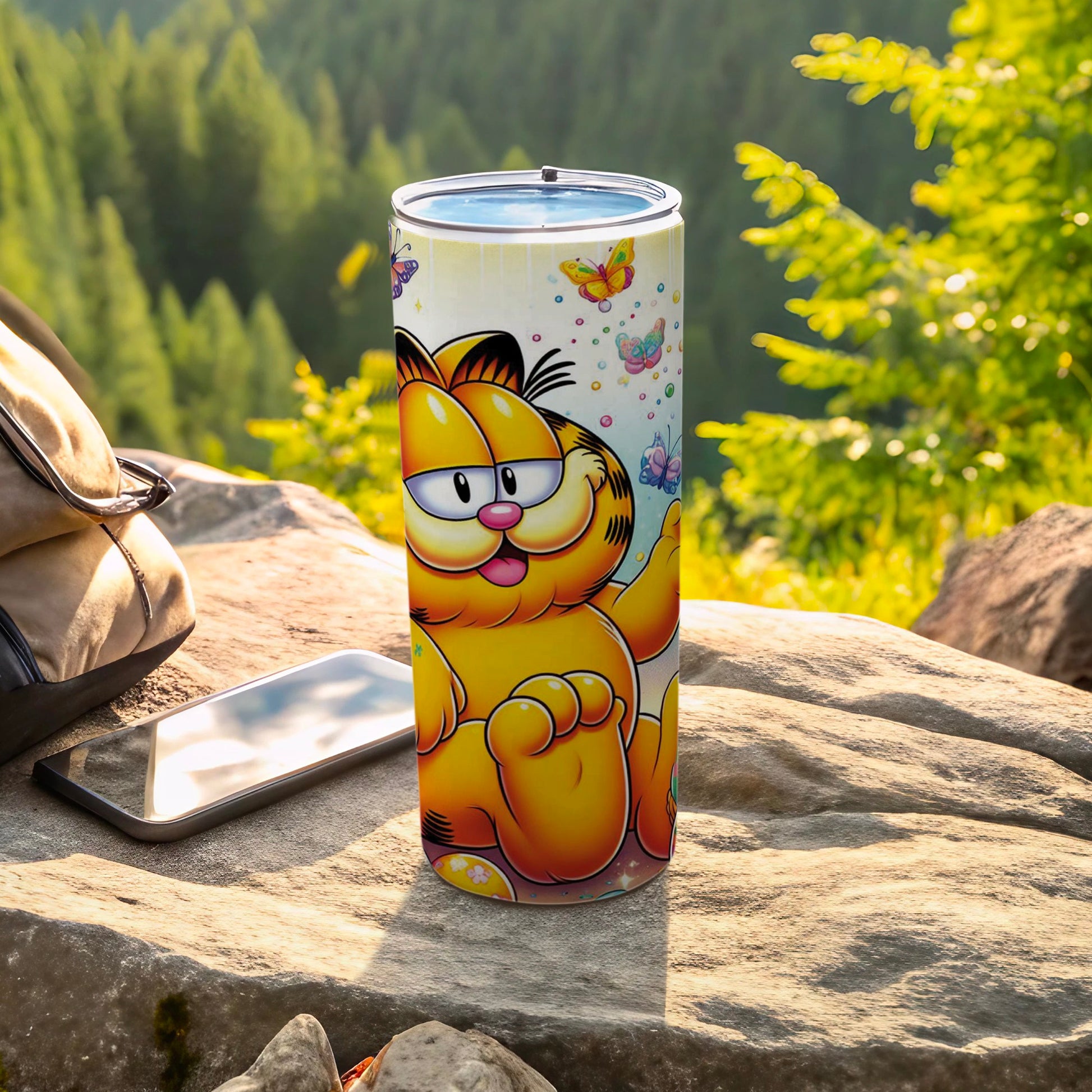 Garfield Smiling Butterfly Vibrant Design Tumbler