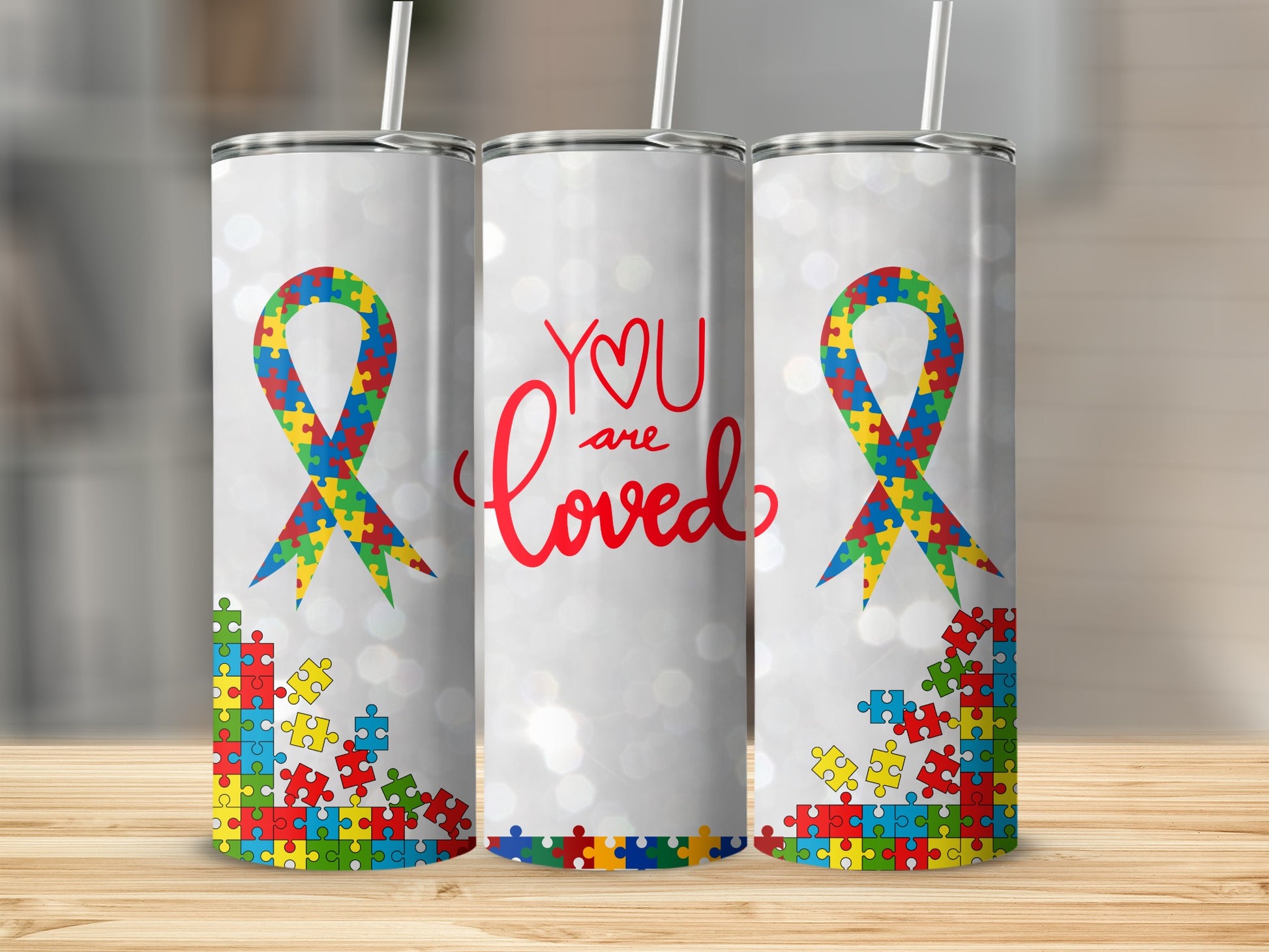 You Are Loved Puzzle Ribbon Tumblers