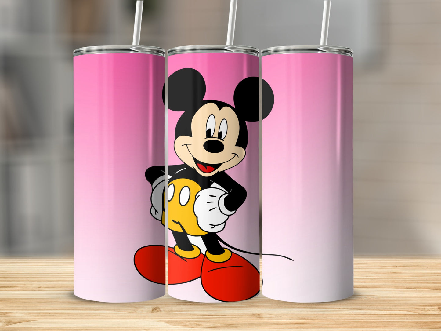 Cartoon Mouse Character Design Pink Gradient Tumbler
