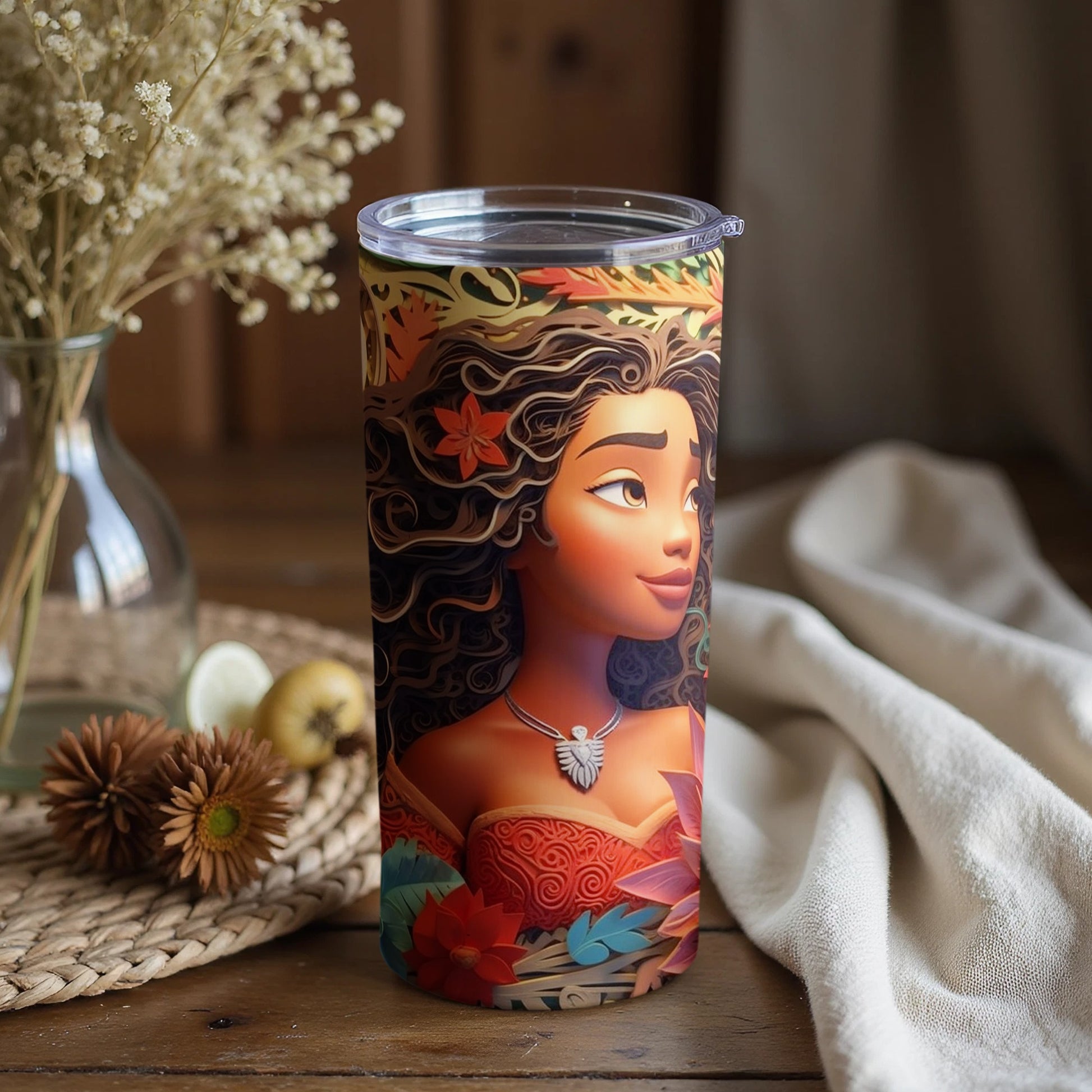 Colorful tropical themed insulated tumbler