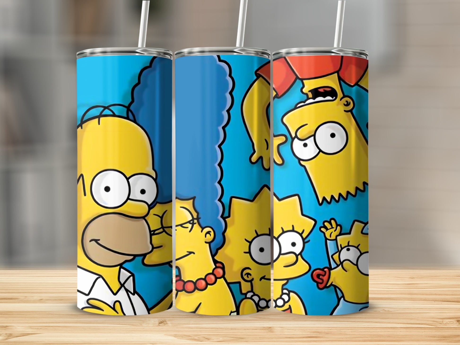 Colorful Family Design Tumbler Cups with Straw