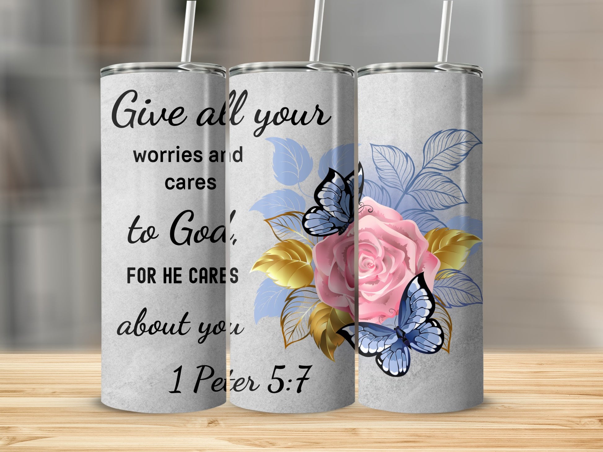Give all your worries and cares to God tumbler