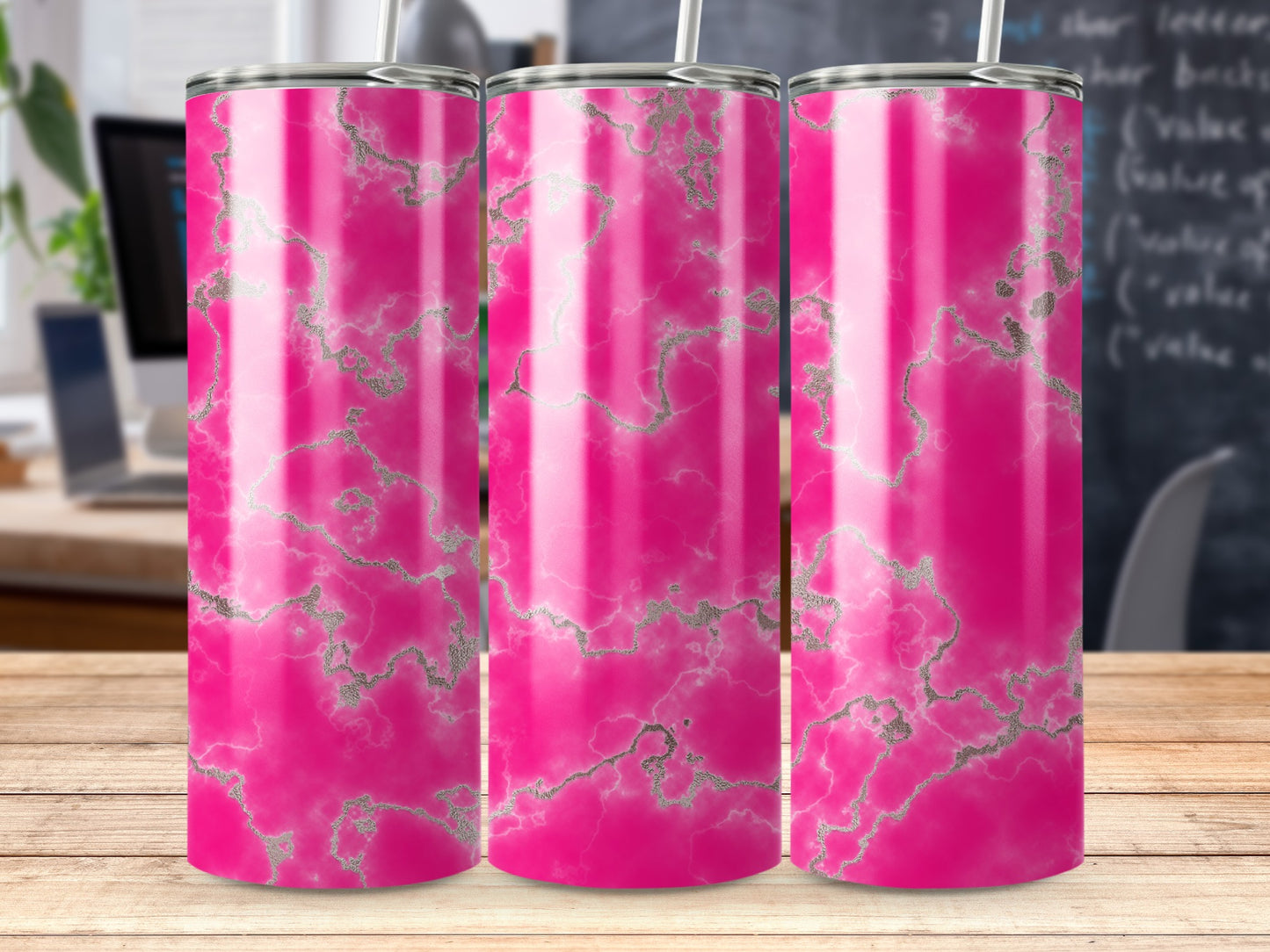 Hot Pink Silver Marble Pattern Tumbler product type