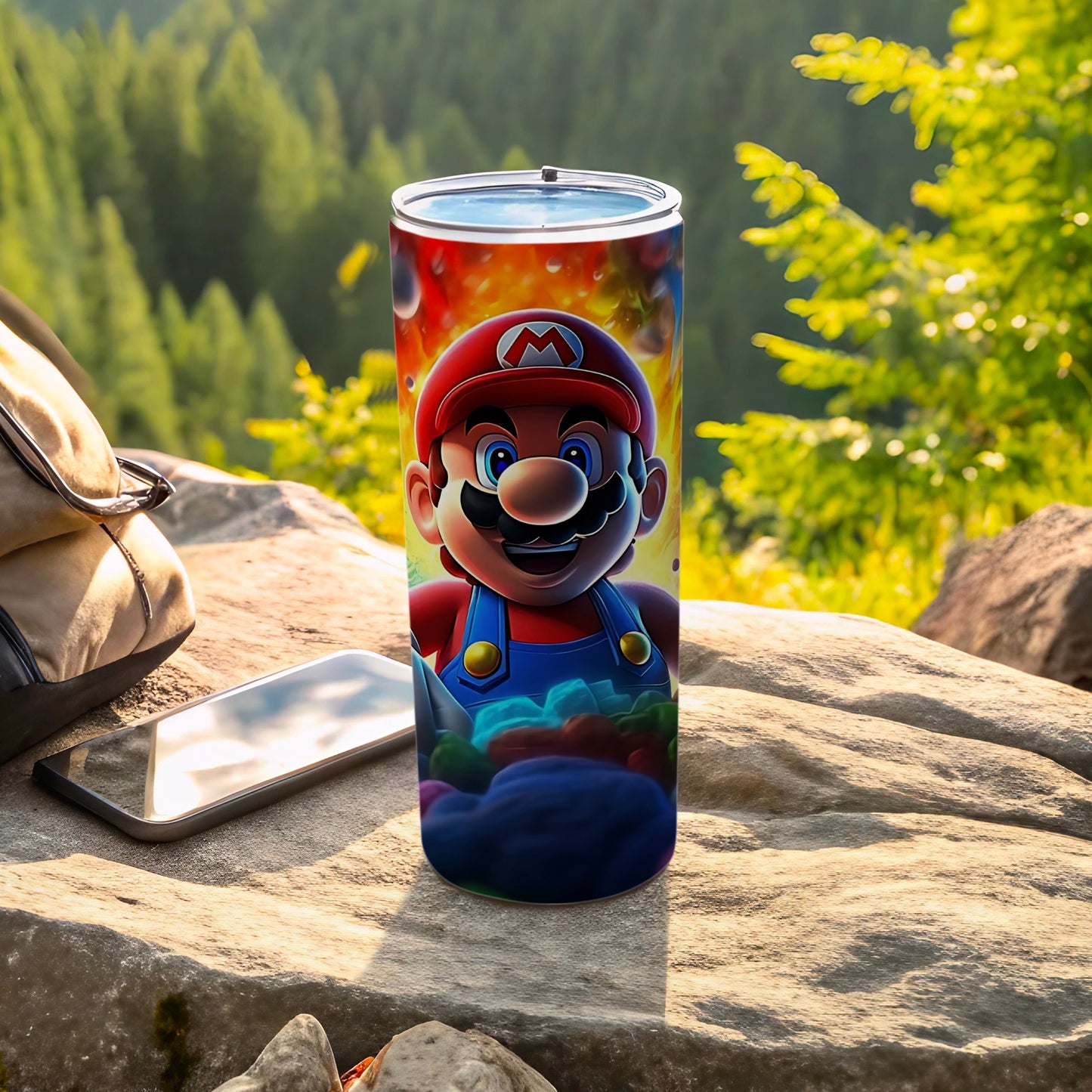 Vibrant Mario Character Art Travel Tumbler 20 oz