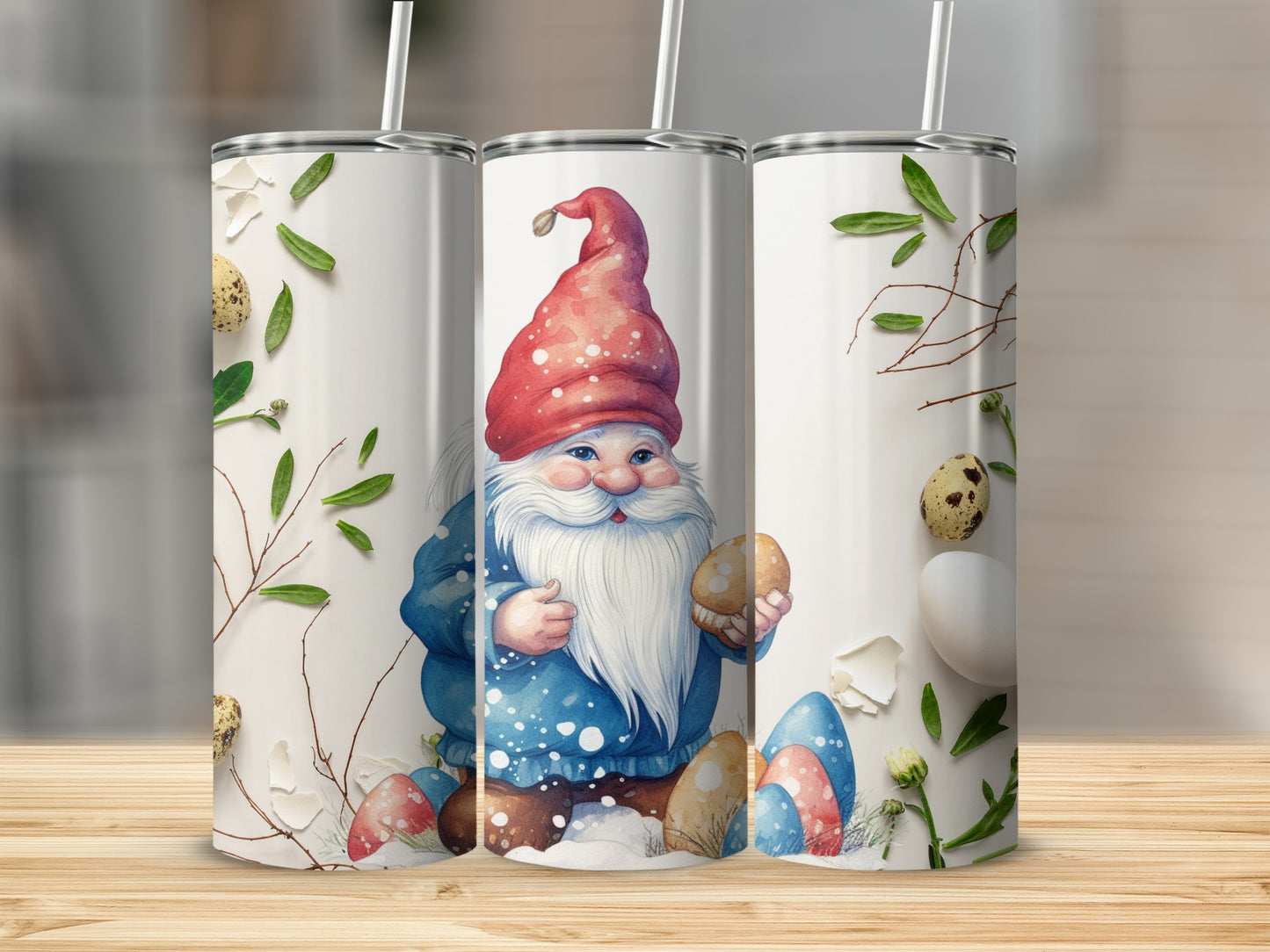 Festive Easter Gnome and Egg Design Insulated Tumbler