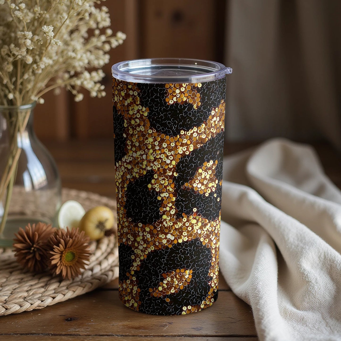 Glittering Gold and Black Leopard Print Tumblerproduct