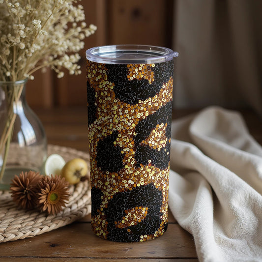 Glittering Gold and Black Leopard Print Tumblerproduct