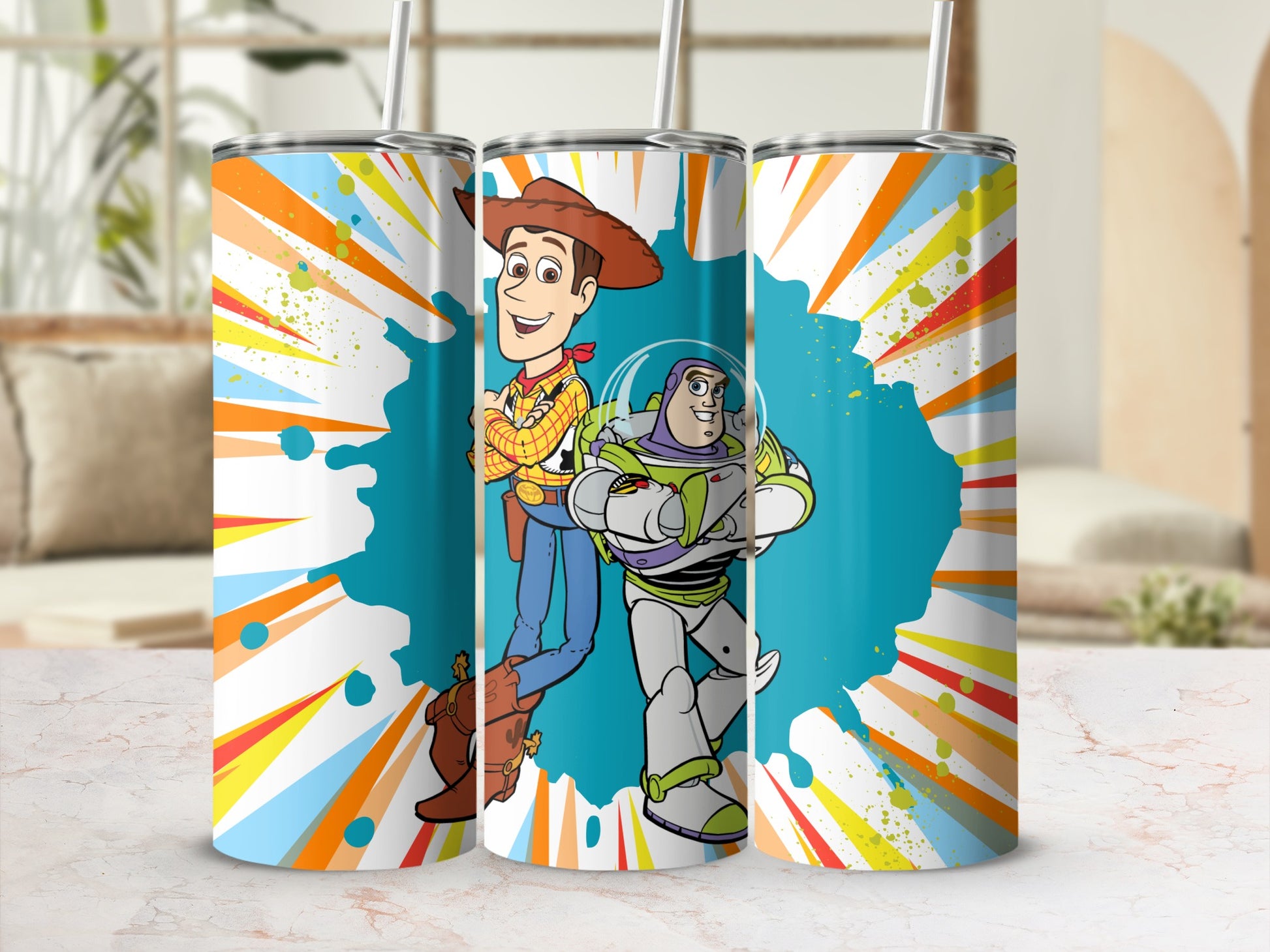 Woody and Buzz Lightyear Colorful Graphic Tumbler
